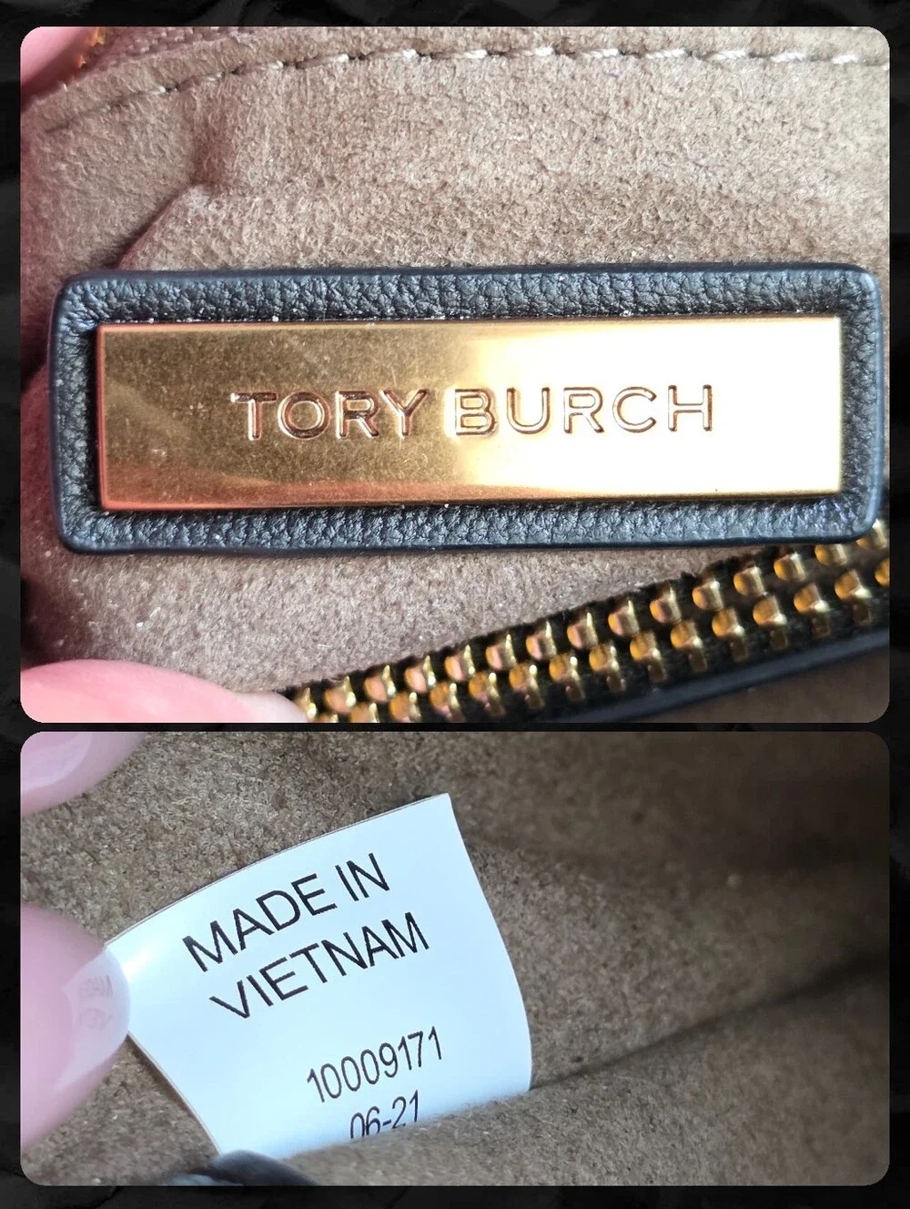 Tory Burch Mini Kira Top Handle Black Napa Leather Quilted Crossbody Bag